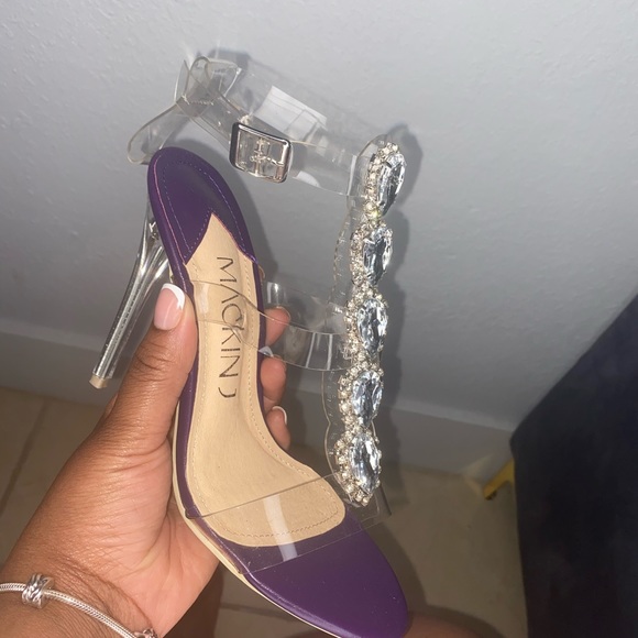 Brand new bedazzled rhinestone heels clear strap - Picture 2 of 3
